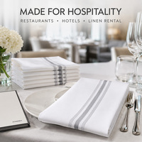 Servilleta de Mesa para Restaurante, Hotel, Comercial, de Poliéster Hilado Teñido, Reutilizable, Hecha a Mano, con Rayas Grises de 240 g/m², Personalizable OEM