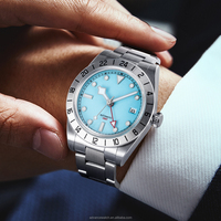 Reloj Cronógrafo Mecánico Automático para Hombre, de Moda, Analógico, de Acero Inoxidable, Movimiento SEIKO, Resistente al Agua 5BAR, Logotipo Personalizado