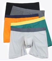 Boxers ultra minces d'usine pour hommes Ice Silk Extended Ground Leg Underwear High Elasticity U-convexe 3 pouces Tight Sports Boxers