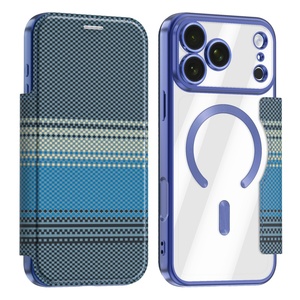 เคสโทรศัพท์หนัง PU ลายคาร์บอนไฟเบอร์แม่เหล็ก สำหรับ iPhone 18 11 12 13 14 15 16 17 Pro Max ป้องกันการกระแทก - Product Image 1