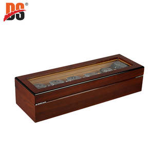 Boîtes à montres en bois de luxe écologiques faites à la main DS Custom, finition brillante, 6 emplacements, doublure en velours, boîte de présentation de montres, couvercle en verre - Product Image 6