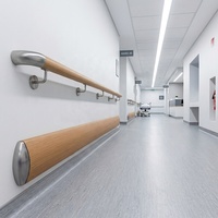 Projet de garde-corps d'hôpital en acier inoxydable à surface imitation bois
