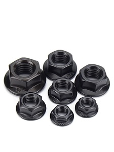 ISO 4161 DIN 6923 B18.16.4 A2-70 M5-M100 Écrou à bride hexagonale en acier inoxydable SS304 316 A4-70, zingué noir, à denture hexagonale - Product Image 2