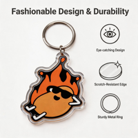 Porte-clés en acrylique motif dessin animé Flame Cool