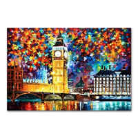 Peinture à l'huile 100% peinte à la main, reproduction de paysage urbain, toile acrylique texturée, art mural, cadeau pour la maison