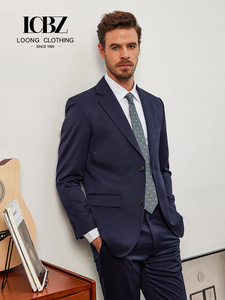 Costumes de pantalon d'affaires de haute qualité pour hommes, <span class=keywords><strong>bleu</strong></span> foncé, en <span class=keywords><strong>laine</strong></span>, deux pièces, style américain/britannique, ensemble de costume de mariage respirant - Product Image 1
