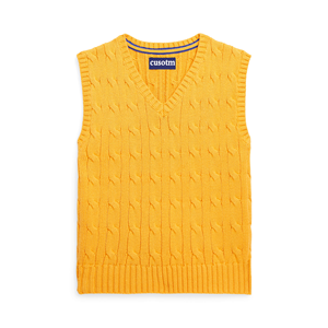 Gilet en tricot <span class=keywords><strong>sans</strong></span> manches pour garçons, col en V, en coton biologique, avec logo personnalisé, vente en gros OEM/ODM - Product Image 4