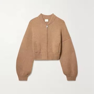 <span class=keywords><strong>Pull</strong></span> personnalisé fabricant de vêtements personnalisé automne hiver marron col en v à manches longues fermeture éclair femmes laine <span class=keywords><strong>cachemire</strong></span> <span class=keywords><strong>pull</strong></span> en tricot - Product Image 4