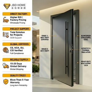 Puerta de Entrada de Seguridad de Acero Inoxidable de Alta Resistencia con Características Antirrobo para Villa, Apartamento y <span class=keywords><strong>Hotel</strong></span>, Diseño Moderno - Product Image 4