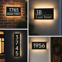 Papan Nomor Rumah LED Outdoor dengan Lampu Latar, Kontrol Remote, Tahan Air IP65 untuk Bar, Rumah, Gedung, Nomor Alamat Kustom