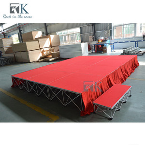 Red Folding <b>Stage</b> with Skirt Easy Install Outdoor Concert <b>Stage</b> <b>Platform</b> - Product Image 2