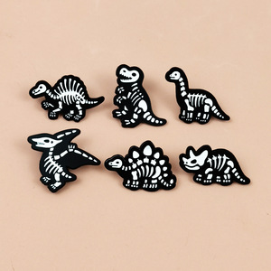Dinosaur Skeleton Metal <b>Pin</b> Cartoon Animal Enamel Brooch Art Collectible Lapel Jewelry Accessory - Product Image 2