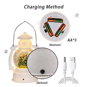 Noël boule à neige lanterne filature eau scintillante bonhomme de neige scène alimenté par batterie bonhomme de neige blanc/ange famille pour noël - Product Image 5