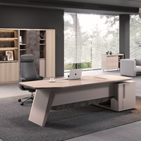 Scrivania Direzionale con Telaio in Alluminio, Scrivania Esecutiva ad Altezza Regolabile per Ufficio del CEO