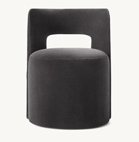 Ensemble de salle à manger intérieur minimaliste au design Art Déco français, pour cuisine, salle à manger d'hôtel, salle de banquet, avec dossier incurvé en tissu, pour salon