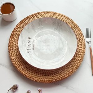 Plato de Presentación Redondo de Ratán Tejido a Mano, Natural, para Decoración de Mesa de Lujo, Restaurante, Resort, Tendencia 2026 - Product Image 4