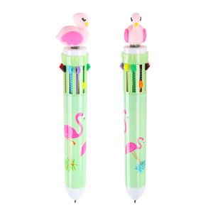 10 in 1 Multi-color Lovely Flamingo Cartoon Student Ballpoint <b>Pens</b> Wholesale Retractable Plastic Custom Logo Print Manufactures - Product Image 5