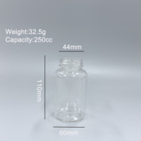 250cc Haute Qualité pour Transparent Vide Médical En Plastique Vitamine Comprimés PET Capsule Pilule Bouteilles Cap