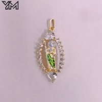 Pendentifs religieux YM Amulet Charm plaqués or 18 carats avec micro-pavé de zircone cubique arc-en-ciel, représentant les Saints Jude, Thaddeus, San Judas et Saint Halo