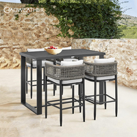 Ensemble de table et chaises hautes de style moderne en aluminium pour l'extérieur, tabourets de salle à manger pour patio, jardin ou cour.