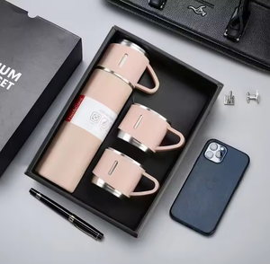 Ensemble de tasses isothermes portables en acier inoxydable pour entreprise - 1 tasse avec 3 couvercles, isolation sous vide, anti-fuite, antidérapant - Product Image 5