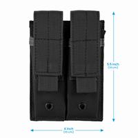 Pochette tactique MOLLE double pour chargeurs, support vertical double compartiment pour chargeurs avec rabat de maintien sécurisé
