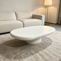 Table basse ovale de style nordique blanc, simple, durable, moderne et luxueuse pour salon