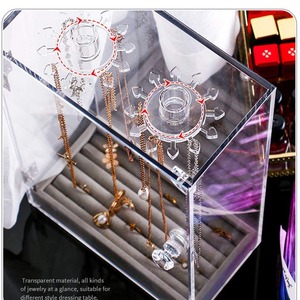 حامل قلادات أكريليك منظم للمجوهرات بـ <span class=keywords><strong>24</strong></span> خطافًا قابل للدوران حامل عرض صديق للبيئة قابل للطي لتخزين القلادات الشفافة - Product Image 3