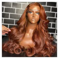 Perruques cheveux humains HD Lace sans colle Perruque vague de corps en vrac Perruques couleur brun gingembre cuivre foncé avec nœuds invisibles