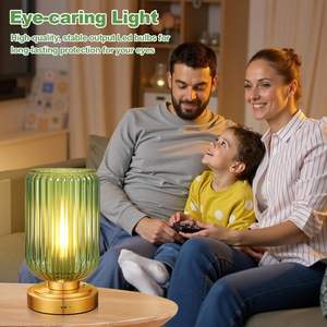 モダンなコードレス充電式調光式タッチコントロール鉄テーブルランプガラスシェードE26 LED電球タイプ-C 3500Kウォームホワイト - Product Image 5