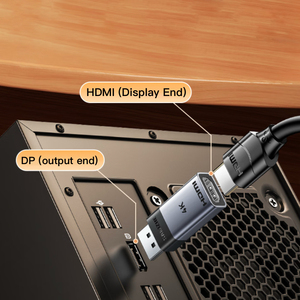 Adaptateur SAMZHE en alliage d'aluminium 4K DP vers <span class=keywords><strong>HDMI</strong></span>, convertisseur vidéo DisplayPort <span class=keywords><strong>mâle</strong></span> vers <span class=keywords><strong>HDMI</strong></span> femelle pour ordinateur portable, téléviseur, moniteur, projecteur - Product Image 3