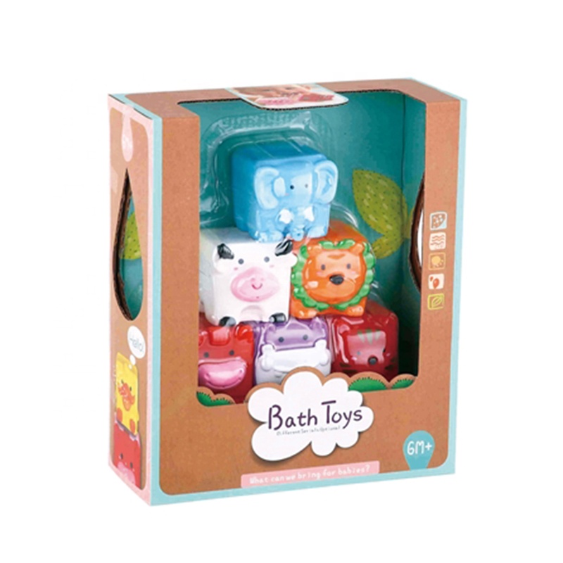 Colorful stacking building toys squeeze set baby soft toys animal blocks