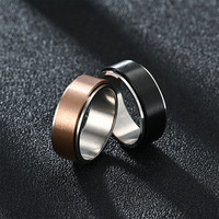 Diamantring 8mm Einfacher Edelstahlring Drehbarer Anti-Angst und Stressabbau Ring für Männer
