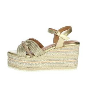 Sandales compensées dorées Ikaros pour femme, à plateforme et lanières, chaussures d'été - Product Image 1