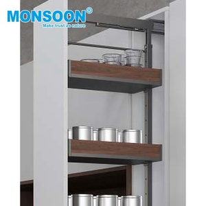 Organisateur de meubles, rangement, acier au carbone, panier coulissant à fermeture douce, finition argentée en fibre de carbone, nano-plaqué, garde-manger de cuisine haut - Product Image 5