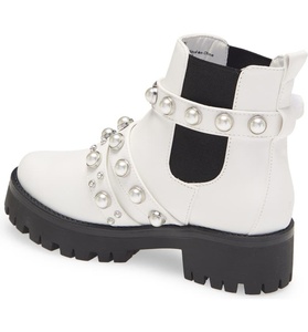 Botines con plataforma para mujer, botines tobilleros blancos con perlas, estilo Chelsea, para invierno y otoño, 2023 - Product Image 2