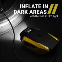 Pompa Ban Digital Portabel 120W Mini untuk Mobil, 150psi, Material ABS, Lampu Darurat, Mesin Kompresor Udara