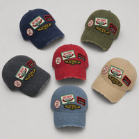Casquette de baseball unisexe vintage délavée et vieillie, style 'Dad Hat', avec broderie multi-écussons, logo personnalisé, 6 panneaux, casquette snapback OEM, vente en gros