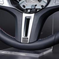   Volant en cuir avec garniture argentée pour clé, confort touring, fond plat, prise en main améliorée, remplacement pour la plupart des modèles