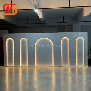 SMOOTH Modern LED Lights Pvc White Acrylic <b>Stage</b> Backdrop for Wedding Decoration - Product Image 1
