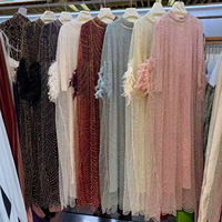 Vêtements islamiques modernes, abaya de luxe, manches à plumes, robe maxi à paillettes, robe de soirée ample et élégante, kaftan pour l'Aïd