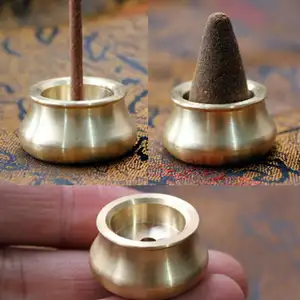 Brass Incense Cone Burner Plate Bowl Stick Censer Holder for Home Fragrances