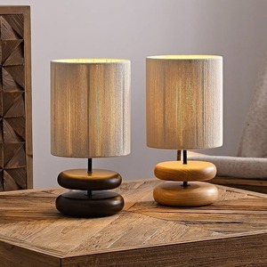 Wabi Sabi Style Solid Walnut Wood Table <b>Lamp</b> E27 <b>Led</b> <b>Light</b> Source 220V For Living Room Study Bedroom Bedside - Product Image 2