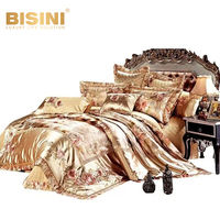 Parure de lit de style royal avec broderie florale kaki, drap de lit en soie exquis, couvre-lit, magnifique ensemble de literie, quatre pièces pour villa