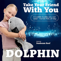 Nouveau Sac à Dos en Peluche Créatif V448 Motif Dauphin Marin avec Sangle Réglable, Sac de Voyage Mignon en Peluche pour Enfants, Adolescents, Garçons et Filles