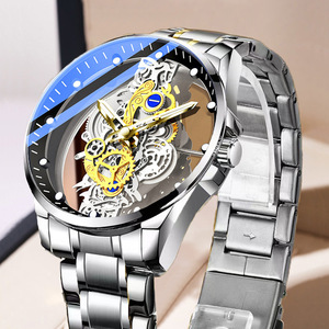 Luxury Gold Stainless Steel Watch Case Automatic Waterproof Quartz Watches for Man Relojes Hombre Wristwatch Men <b>Clock</b> - Product Image 3