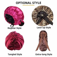 Gros bas quantité minimale de commande Logo personnalisé grand bonnet de tresse de cheveux avec longue cravate pour les femmes bonnet de couchage soins des cheveux bonnet en satin de soie