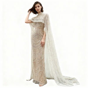 Gaun Malam Sharon Said Champagne Heavy Work Beaded Sexy Corsage Cape untuk Pesta Akhir Tahun, Mewah, Panjang, dan Meriah - Product Image 2