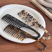 Peigne à cheveux simple en acétate avec LOGO personnalisé peigne démêlant à l'acide acétique à dents larges sans statique démêlant les cheveux avec de grandes dents