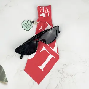 Reusable Custom Printing Label Red Small Bag Glasses Cloth Microfiber Cloth Portable Sunglasses Watch Glasses Cleaning Cloth